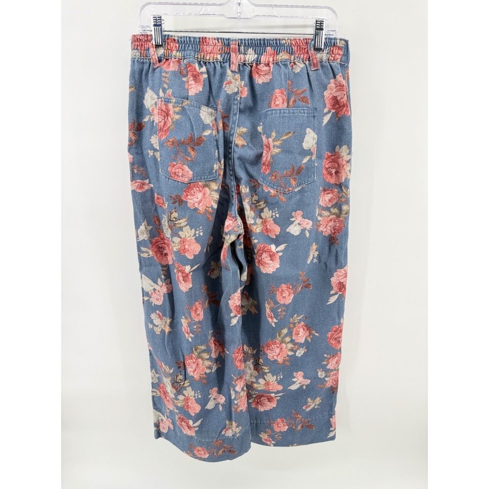 Loveimgs Women Blue Floral Denim Wide Leg Pants High Rise NWT Size Large - Picture 2 of 10